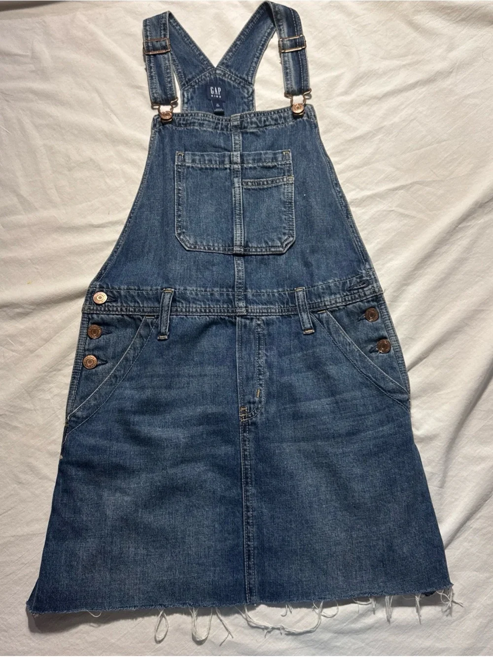 GAP Blue Denim Overall Skirt with Front Bib Pocket girls XL 12